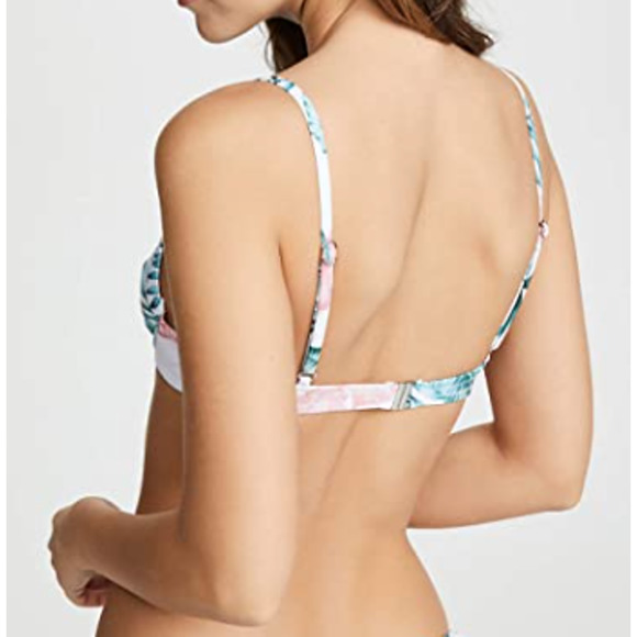 MINKPINK Pink Green Underwire Palm Anjuna Soft Cup Bikini Top Medium - Picture 3 of 4